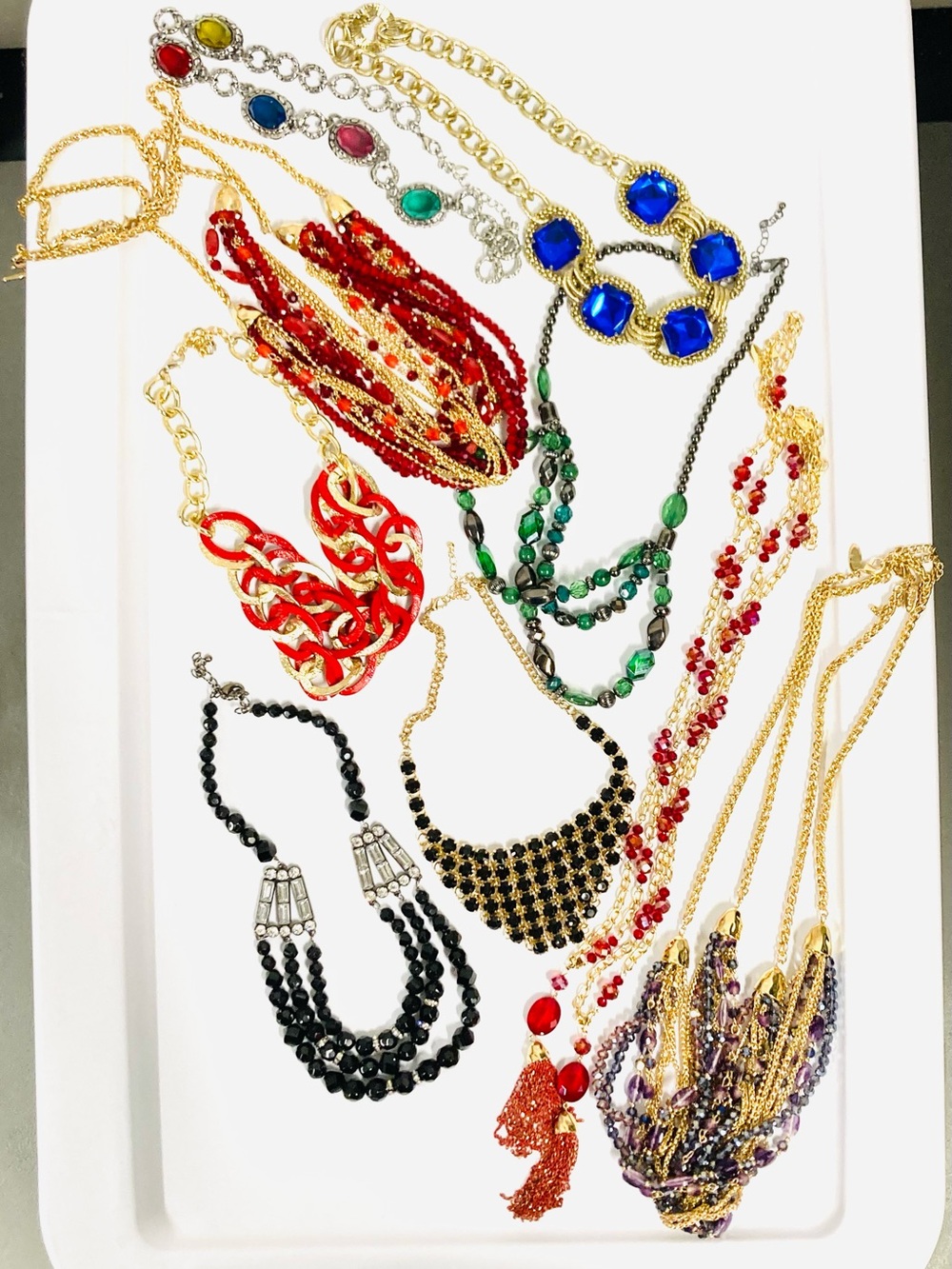 🌺Assorted Statement Necklaces with Colorful Gem Accents -well made🌺